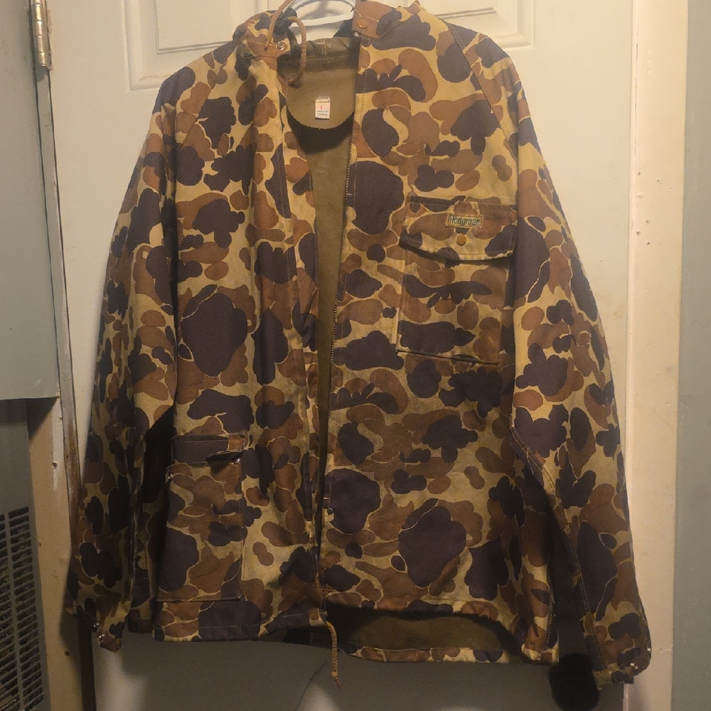 Men's Brown Camo Military Field Jacket with Hood